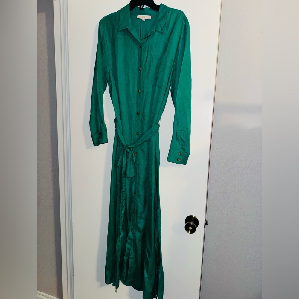 NWOT LOFT Green Shirt Dress
